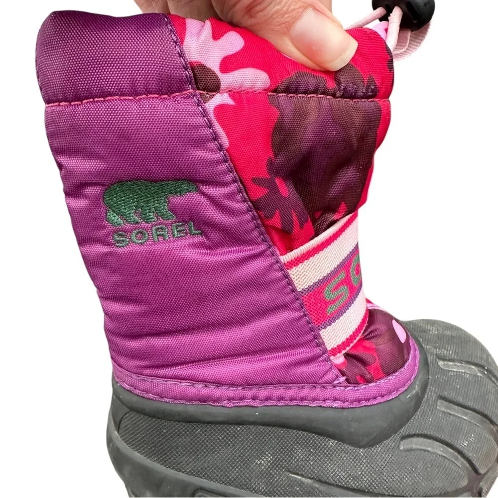 Sorel Pink and Purple Floral kids Winter Boots snow size 6